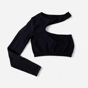 Helmut Lang Black Asymmetrical Cut-Out Top